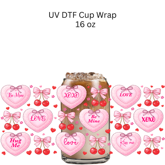 Valentine Phrases Hearts UV DTF Cup Wrap