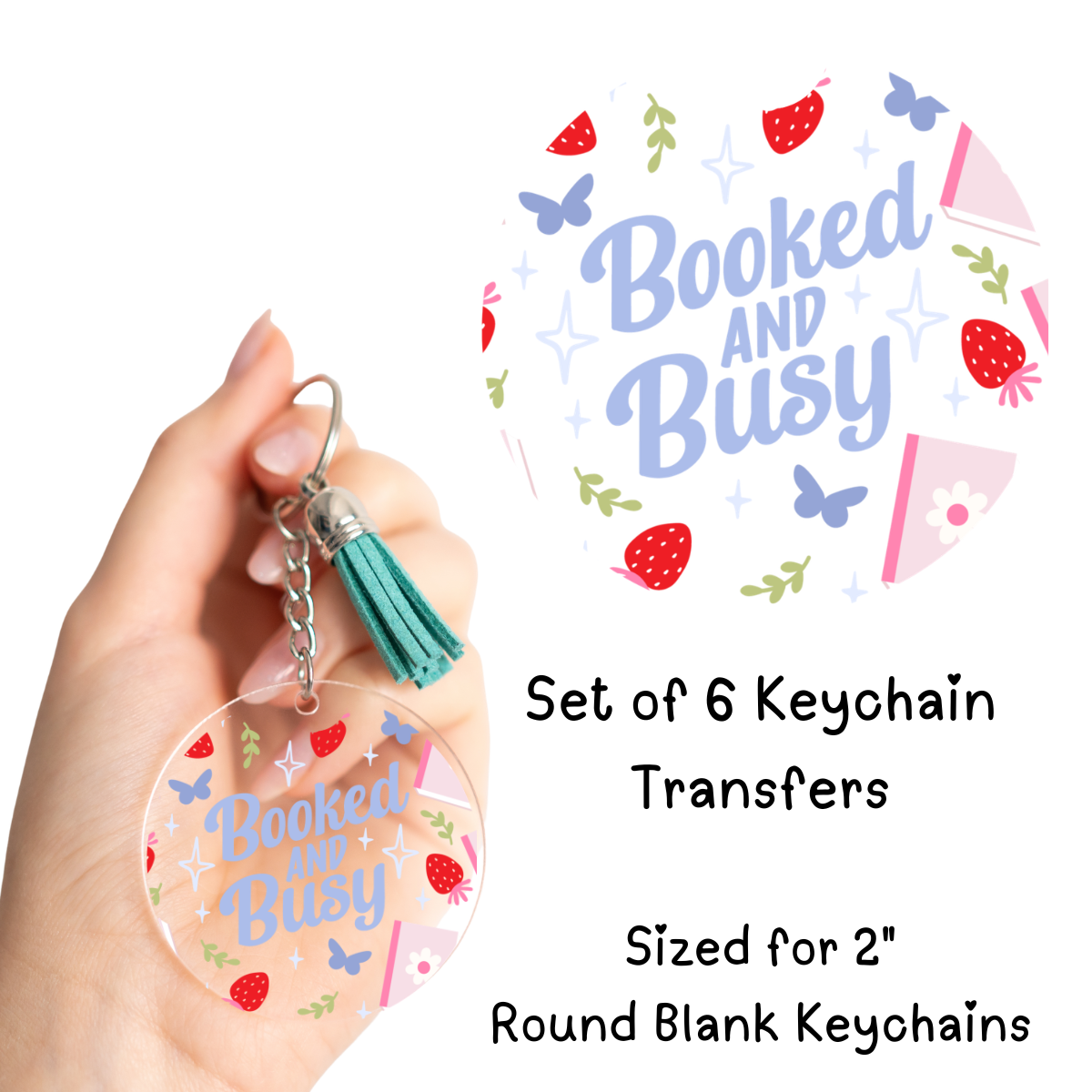 Booked and Busy Keychain Transfer Set of 6