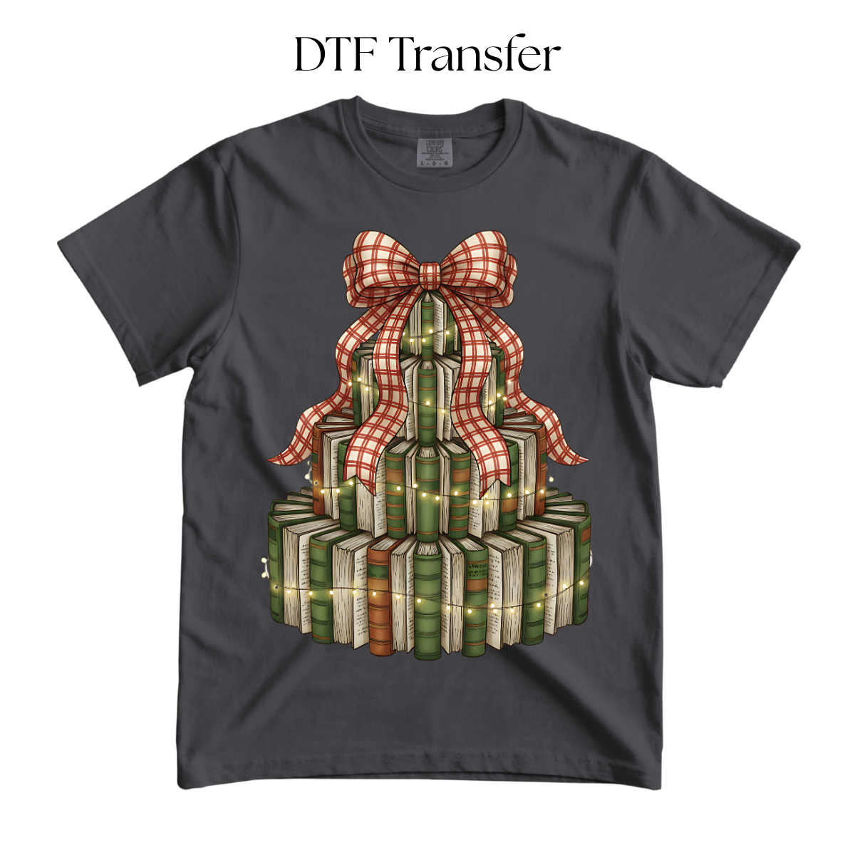 Christmas Book Tree DTF Transfer