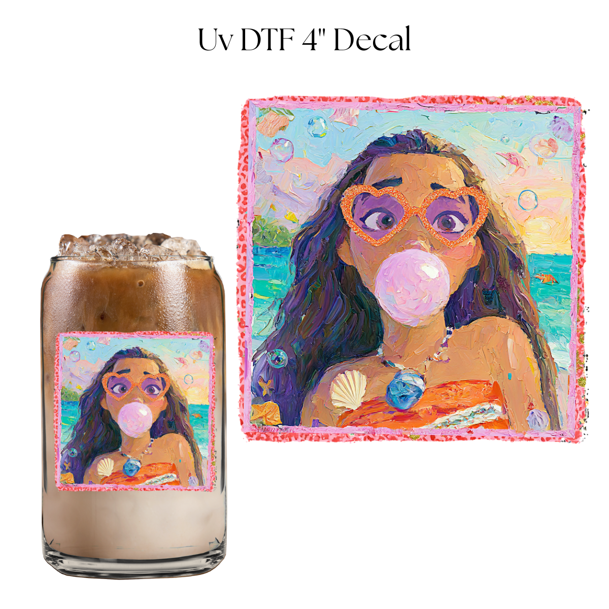 Moa Girl Bubblegum 4” UV DTF Cup Decal