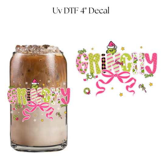 Green Monster Lace Bow 4” UV DTF Decal