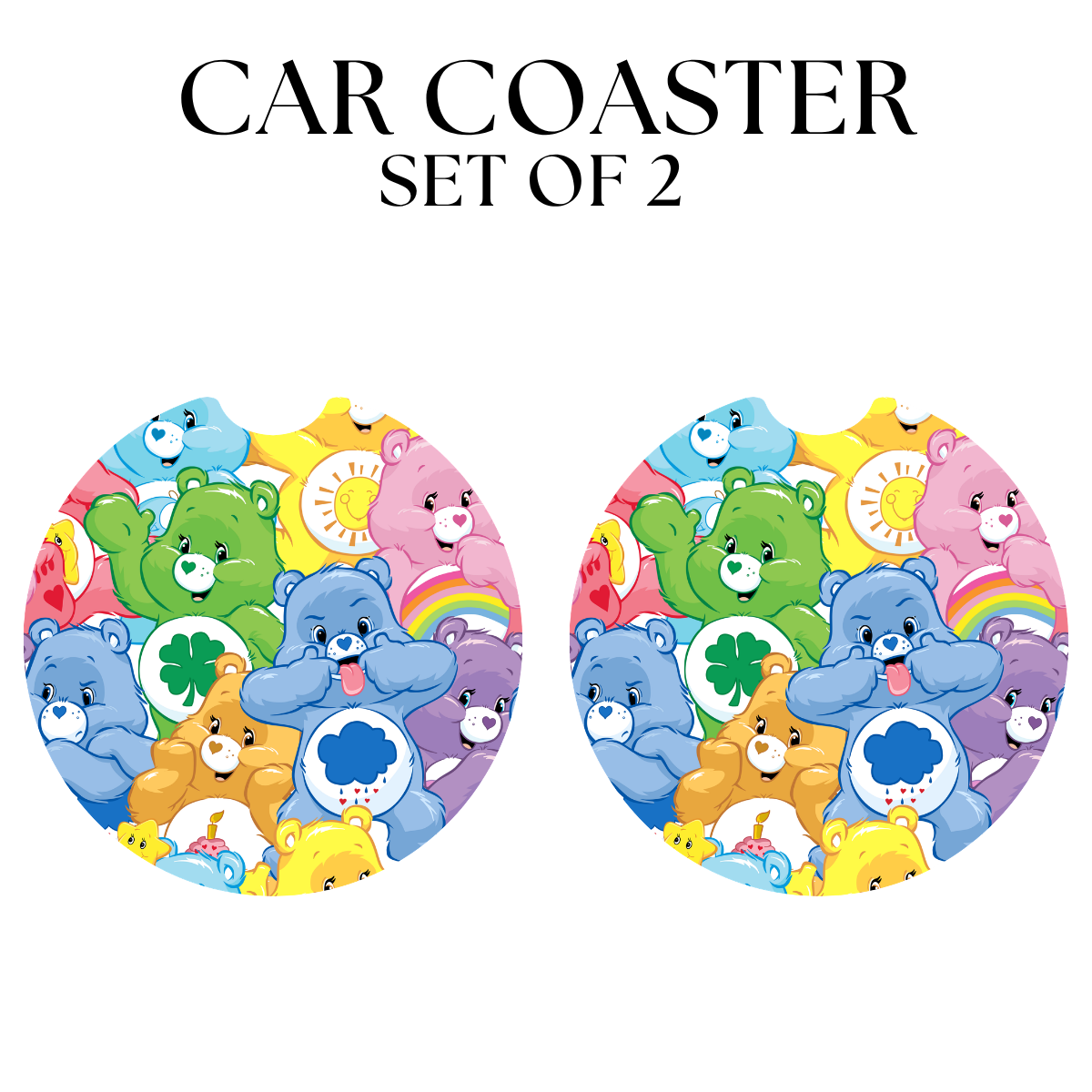 Colorful Bears UV DTF Car Coaster