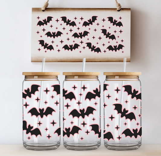 Pink and Black Bats UV DTF Wrap