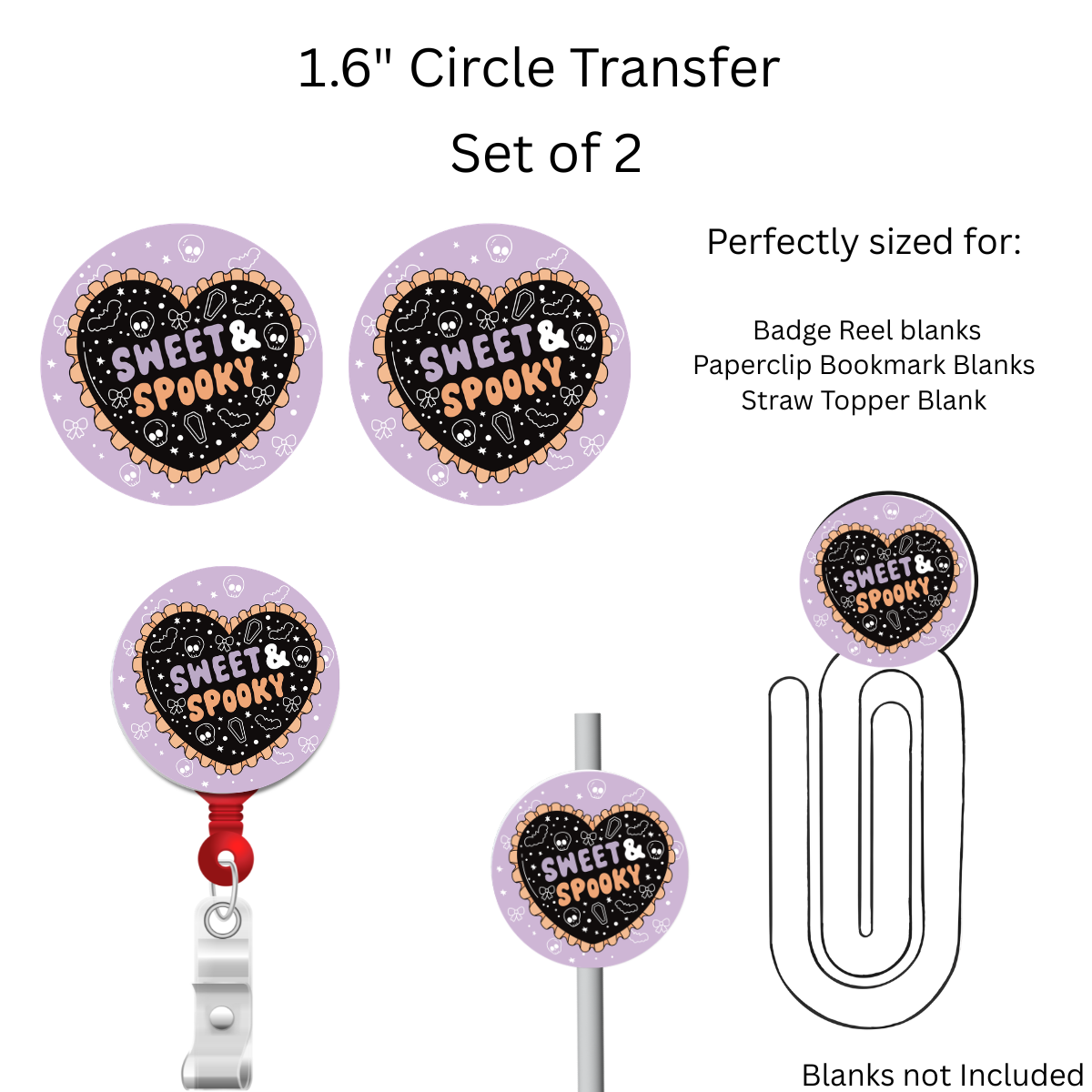 Sweet and Spooky 1.6” UV DTF Transfer Set of 2