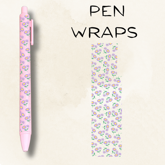 Small Purple Flowers UV DTF Wrap For Ballpoint Pen
