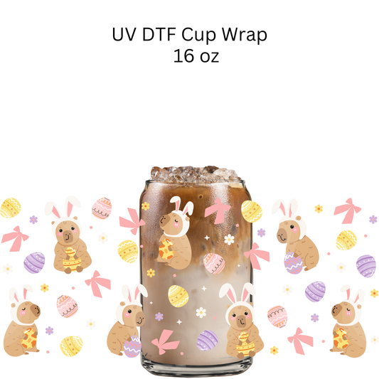 Easter Capybara UV DTF Cup Wrap
