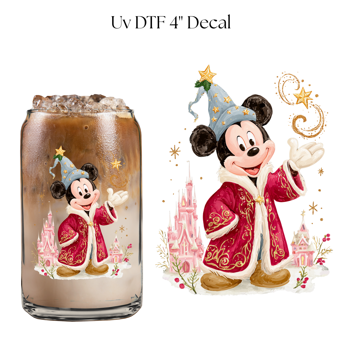 Christmas Mouse Wizard 4” UV DTF Decal