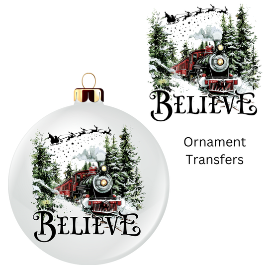 Believe Train Ornament UV DTF