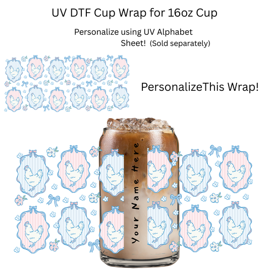 Pastel Chicken Frames PERSONALIZE UV DTF Cup Wrap