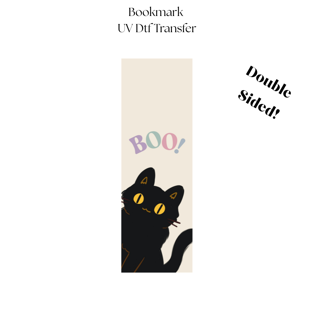 2" Boo Black Cat UV DTF Bookmark Transfer