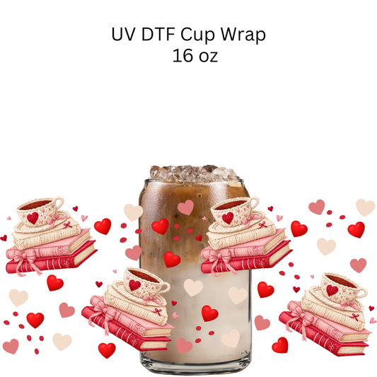 Valentines Books Faux Yarn UV DTF Cup Wrap