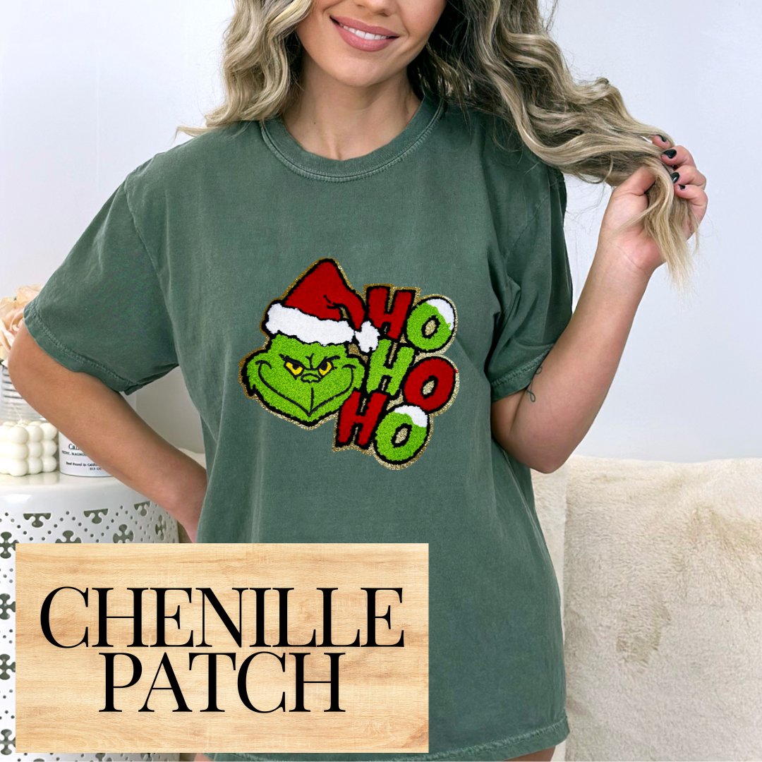 Green Monster HO HO HO Chenille Patch