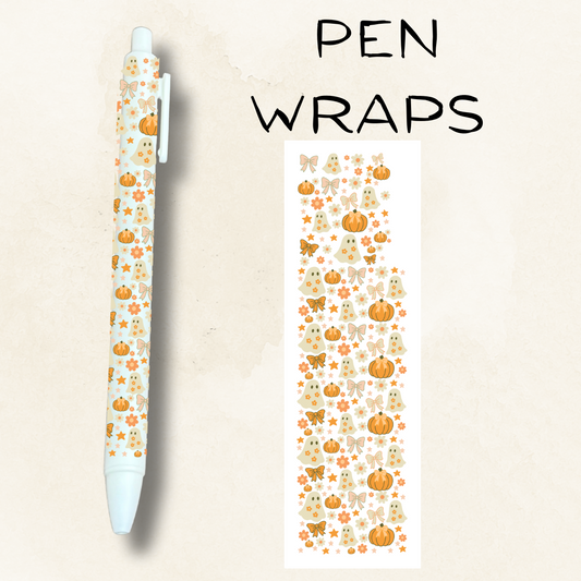 Orange Ghosties cUV DTF Wrap For Ballpoint Pen