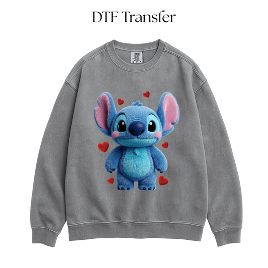 Valentine Blue Alien Faux DTF Transfer