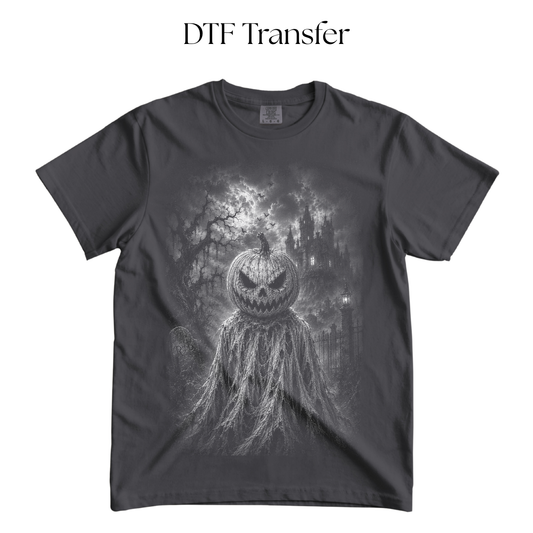 Pumpkin Man Single Color DTF Transfer (Press on Black)