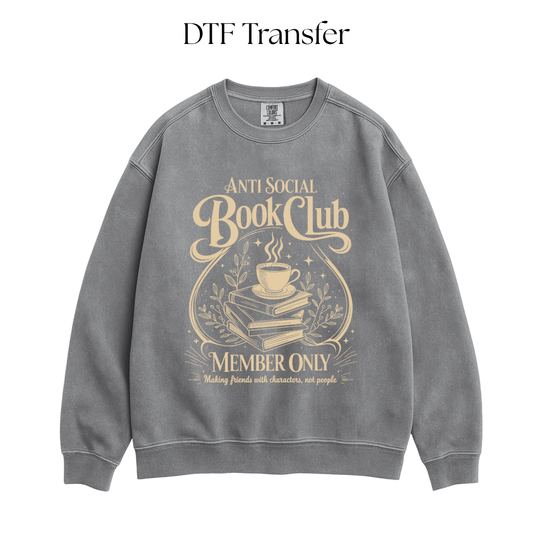 Anti Social Book Club Member Single Color DTF Transfer
