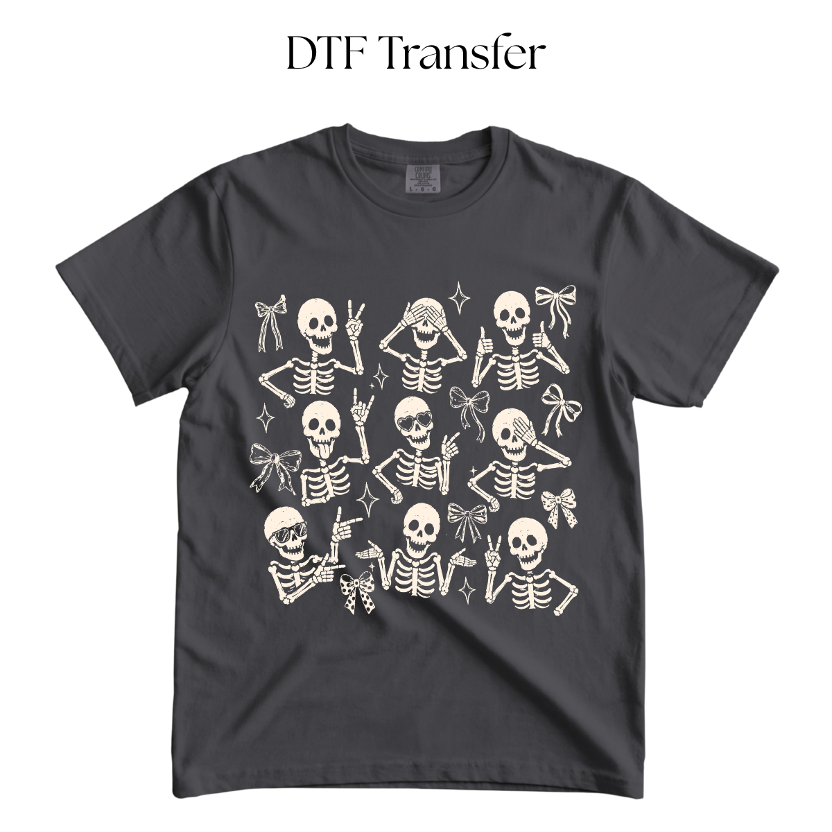 Skeleton Poses Single Color DTF Transfer