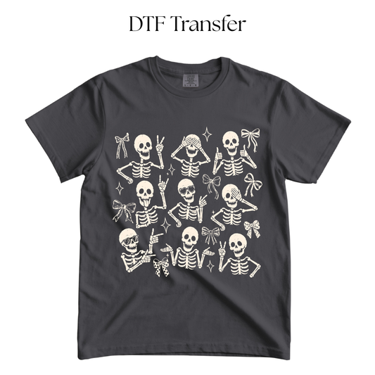 Skeleton Poses Single Color DTF Transfer
