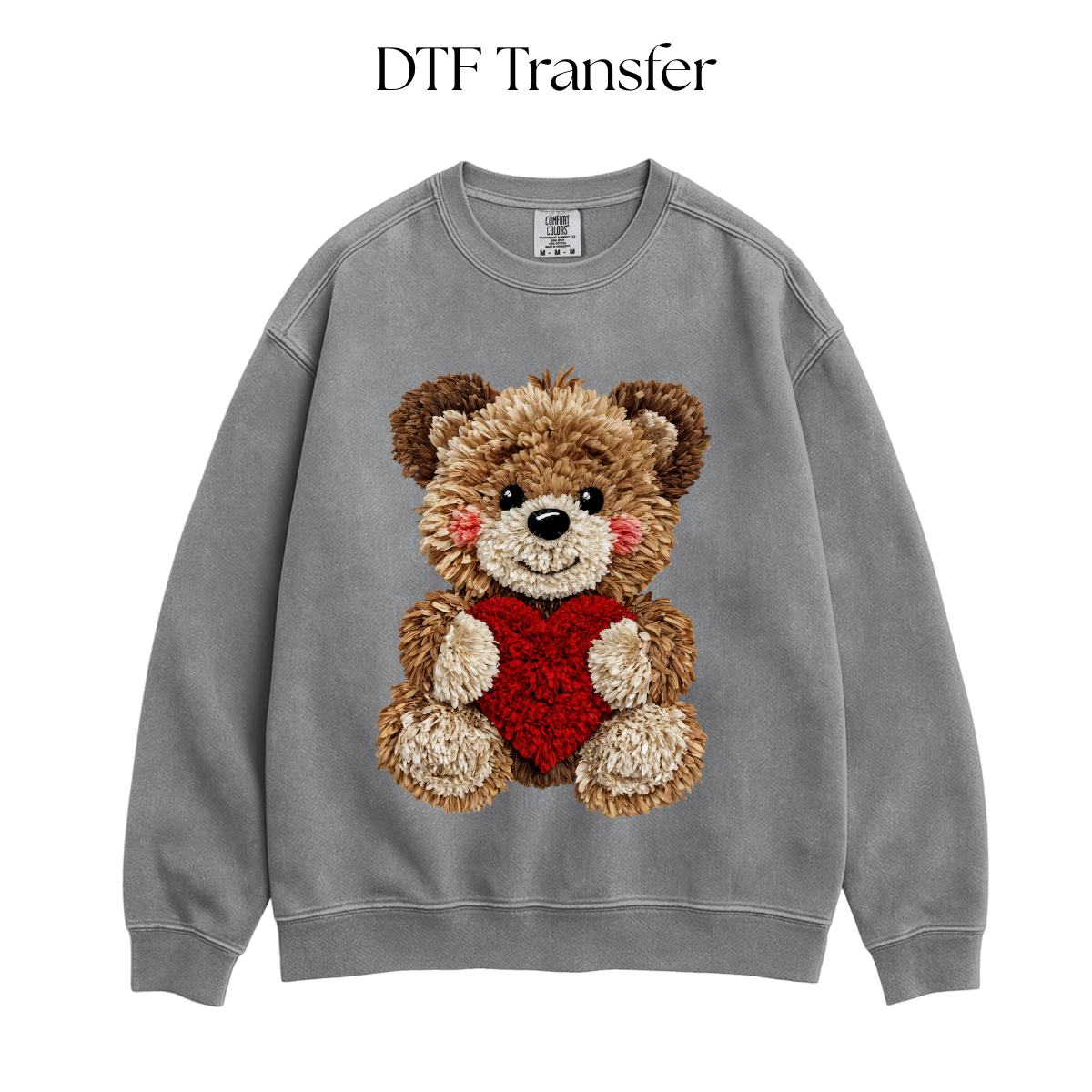 Blushing Valentines Bear Faux DTF Transfer
