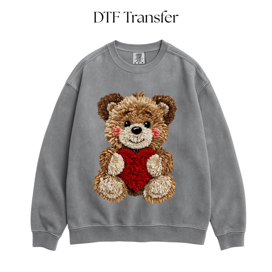 Blushing Valentines Bear Faux DTF Transfer