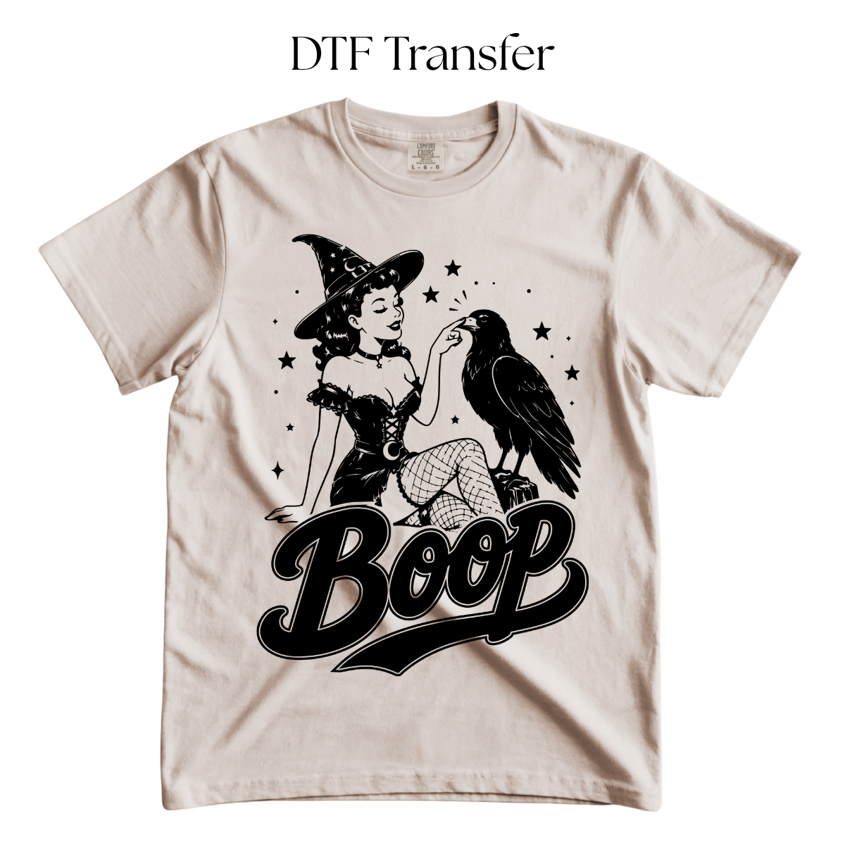 Boop Raven Black Single Color DTF Transfer