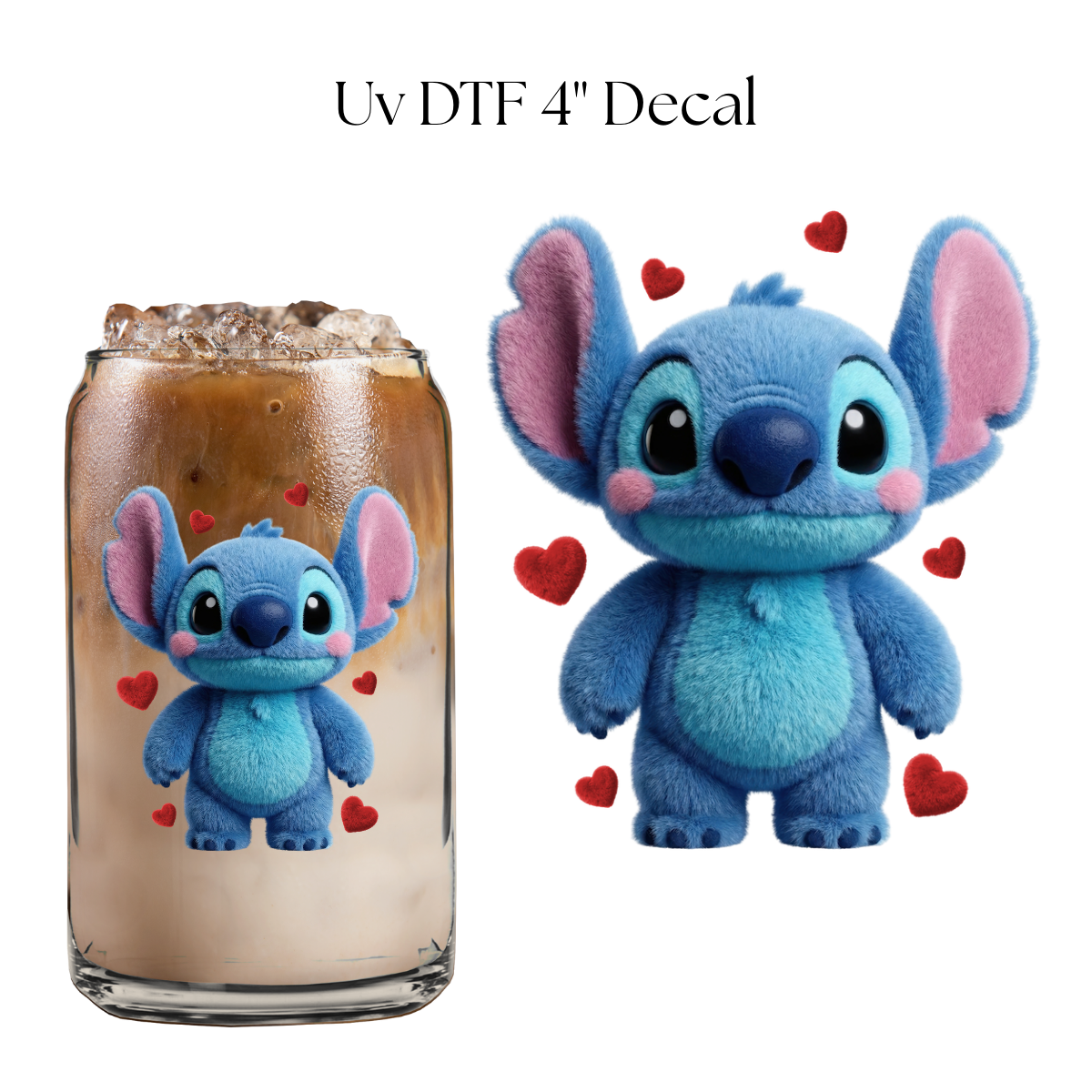 Valentine Blue Alien Faux  4” UV DTF Decal