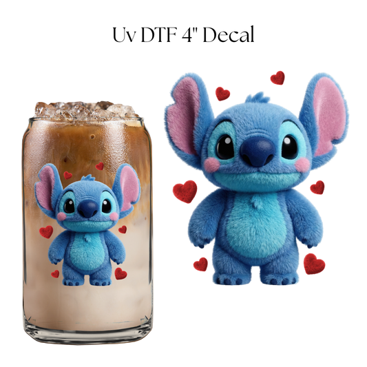 Valentine Blue Alien Faux  4” UV DTF Decal