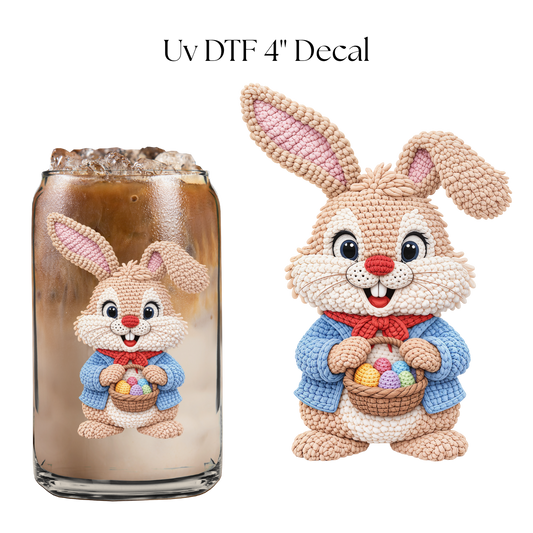 Faux Knit Bunny 4” UV DTF Decal