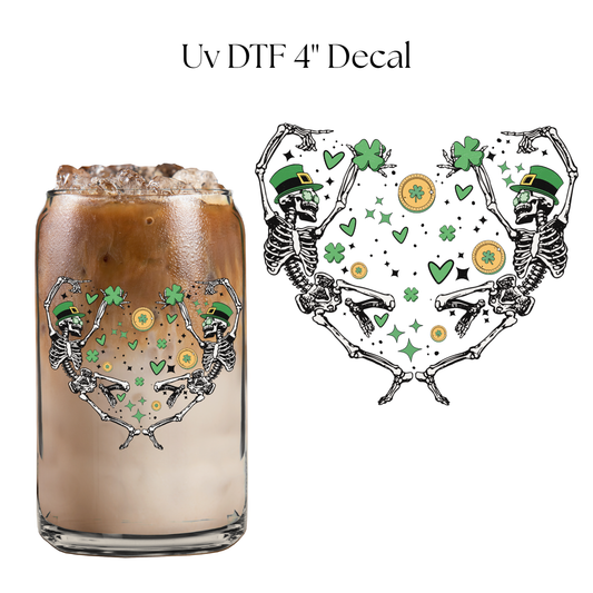 Lucky Skeleton Heart 4” UV DTF Decal