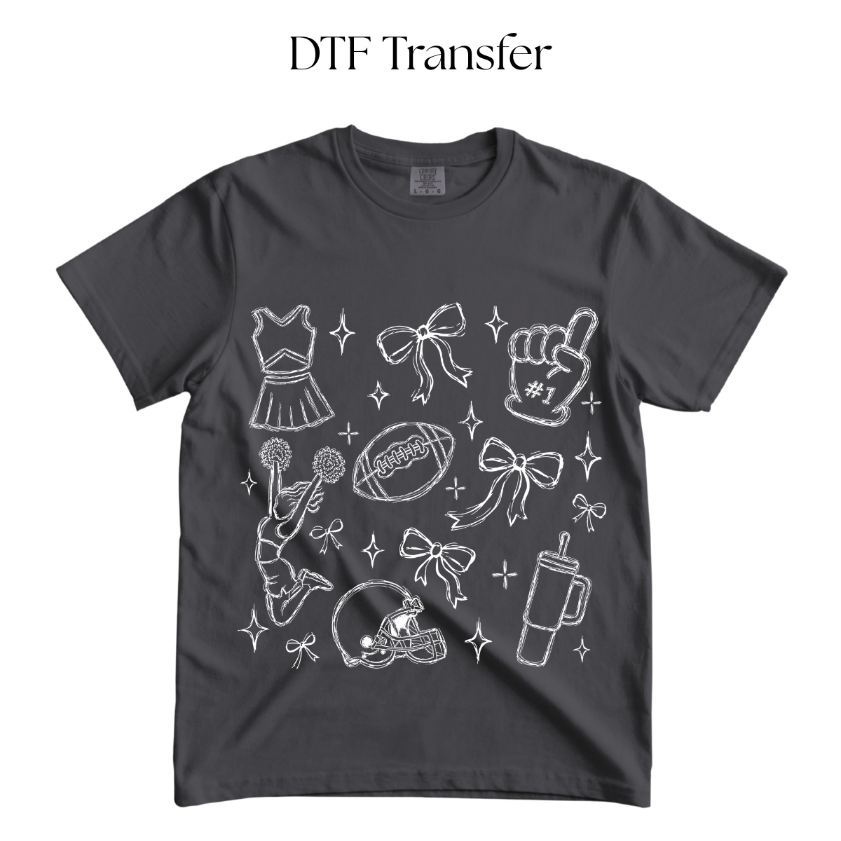 Football Season Stuff Single Color DTF Transfer (Press on Black)