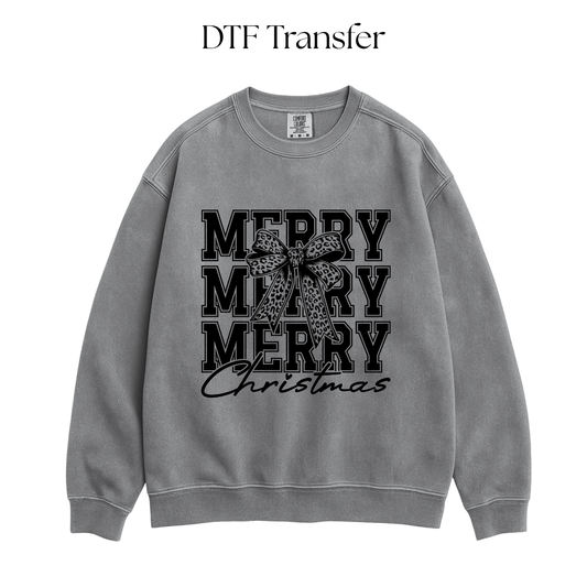 Merry Christmas Bow Single Color DTF Transfer