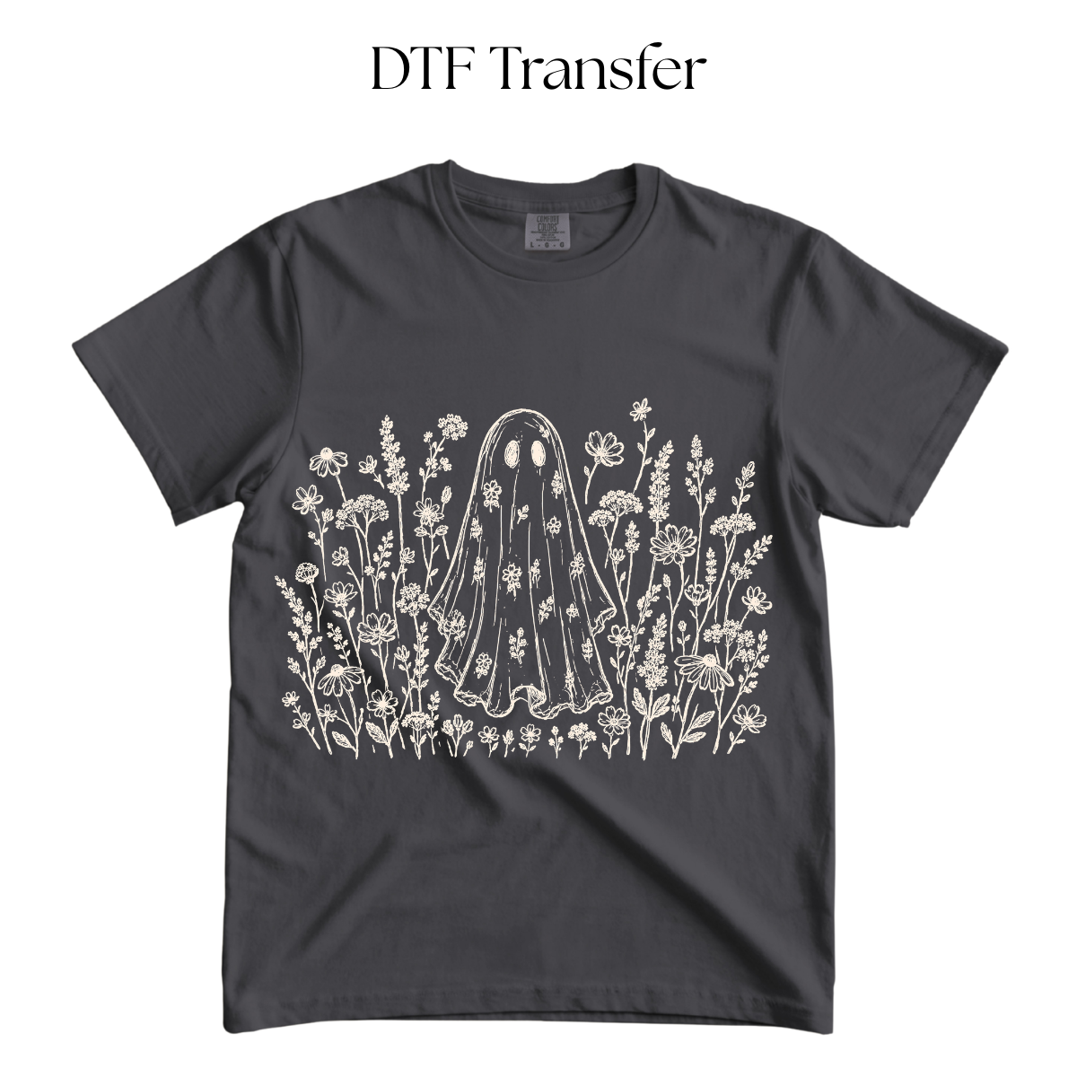 Flower Field Ghost Single Color DTF Transfer