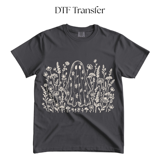 Flower Field Ghost Single Color DTF Transfer