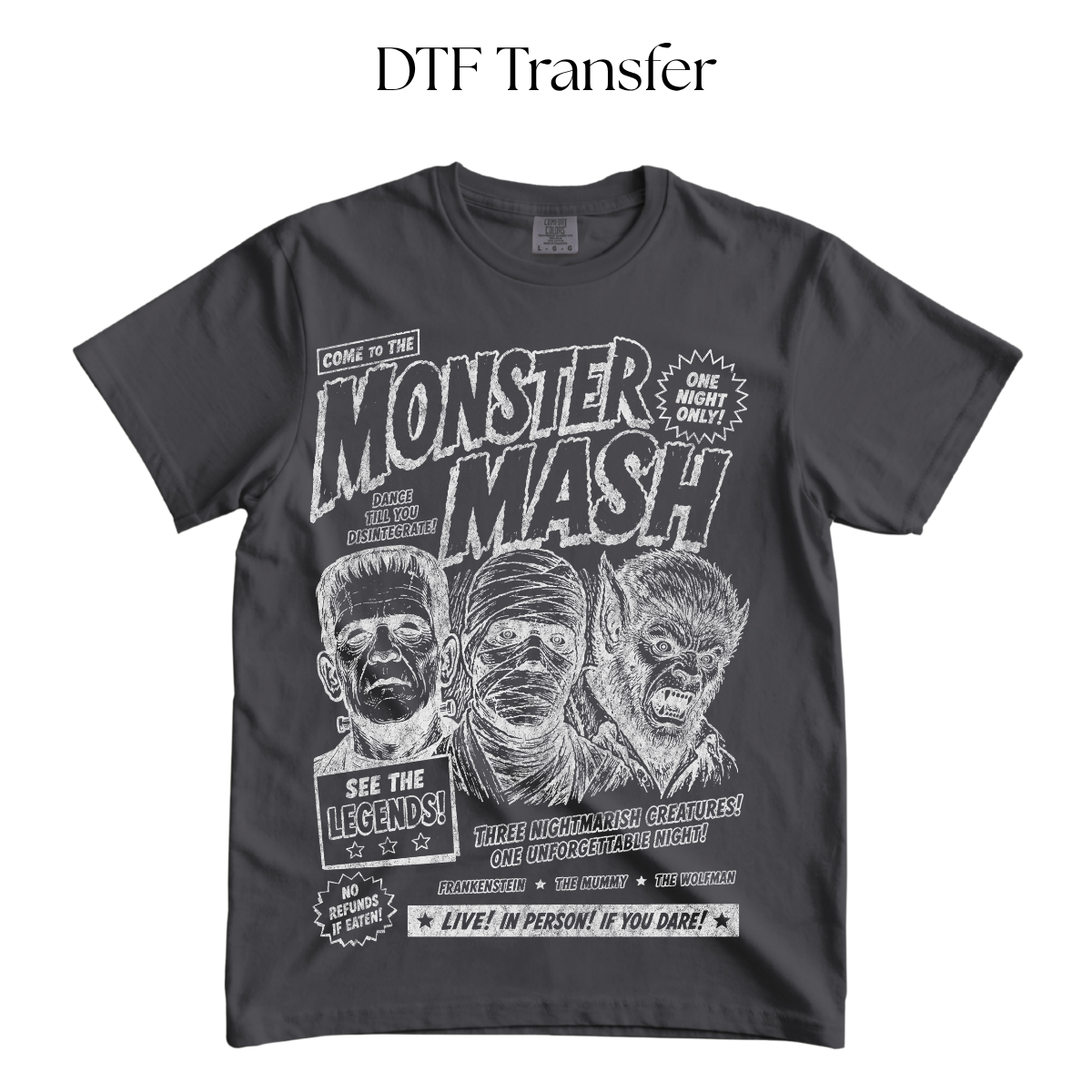Monster Mash Single Color DTF Transfer (Press On Black)