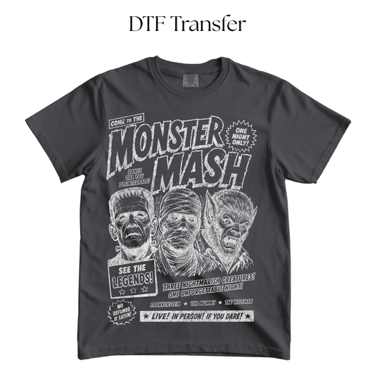 Monster Mash Single Color DTF Transfer (Press On Black)
