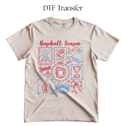 Baseball Season Blue Red DTF Transfer
