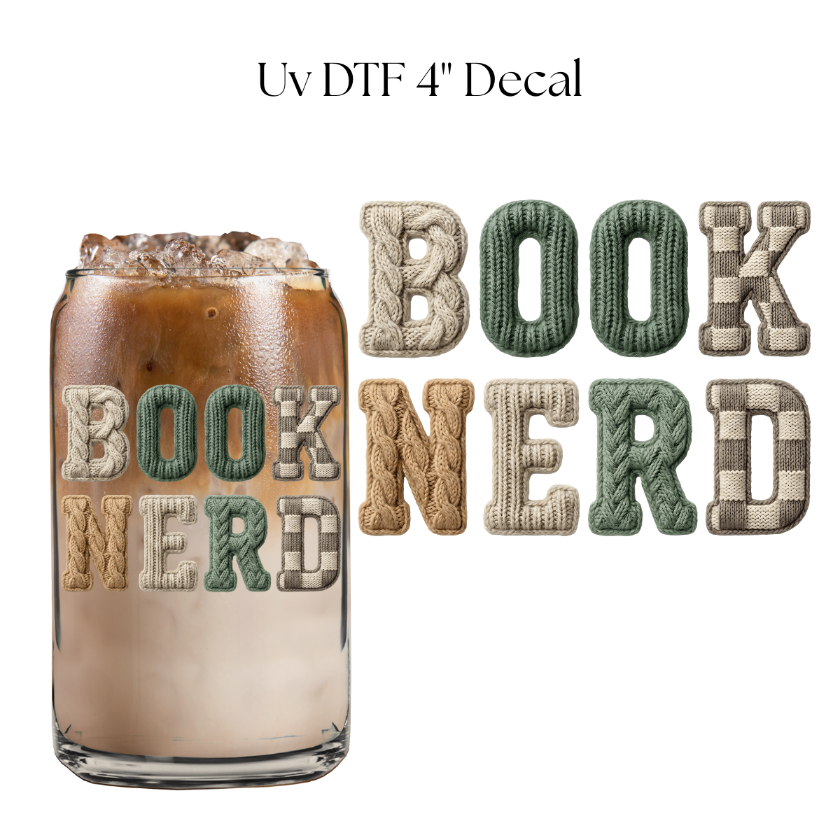 Book Nerd Faux Yarn 4” UV DTF Decal