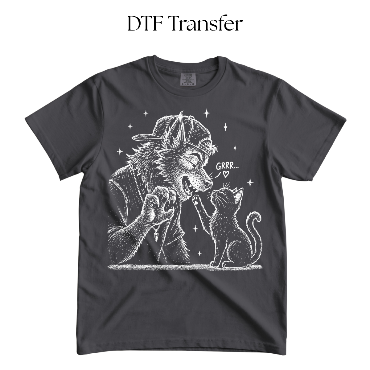 Werewolf Black Cat Single Color DTF Transfer