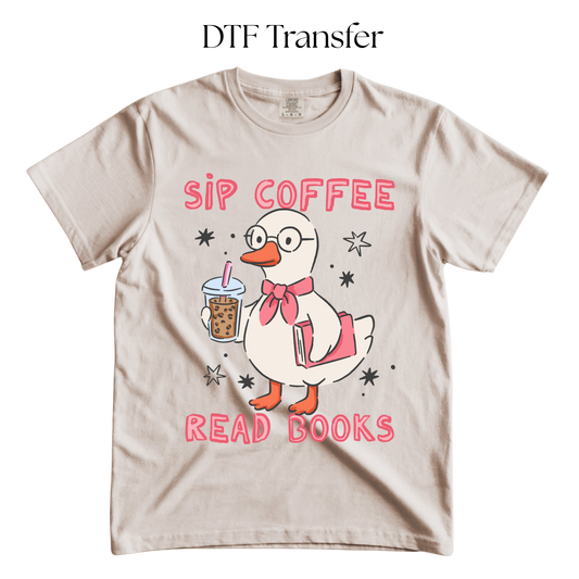 Sip Coffee Read Books DTF Transfers
