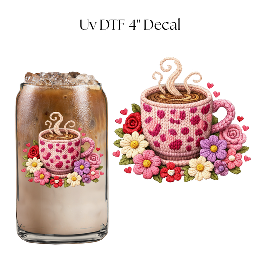 Pink Coffee Mug 4” UV DTF Decal