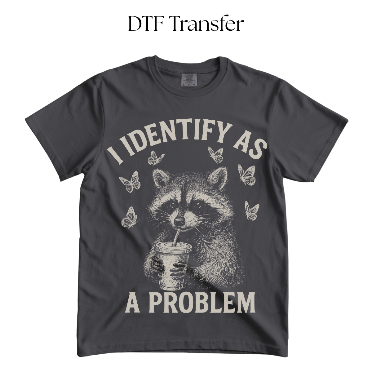 I Identify as a Problem Single Color DTF Transfer (Print in Black)