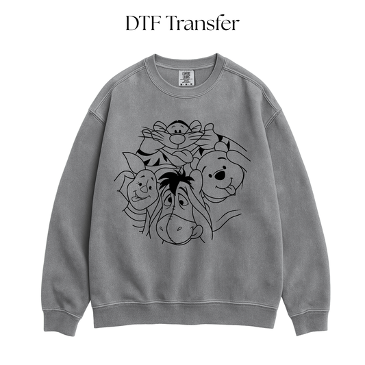 Bear Friends Silly Faces Single Color DTF Transfer