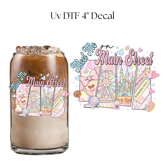 Meet Me on Main Street Pink 4” UV DTF Decal