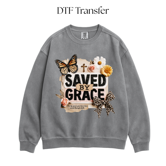 Saved By Grace Butterfly DTF Transfer