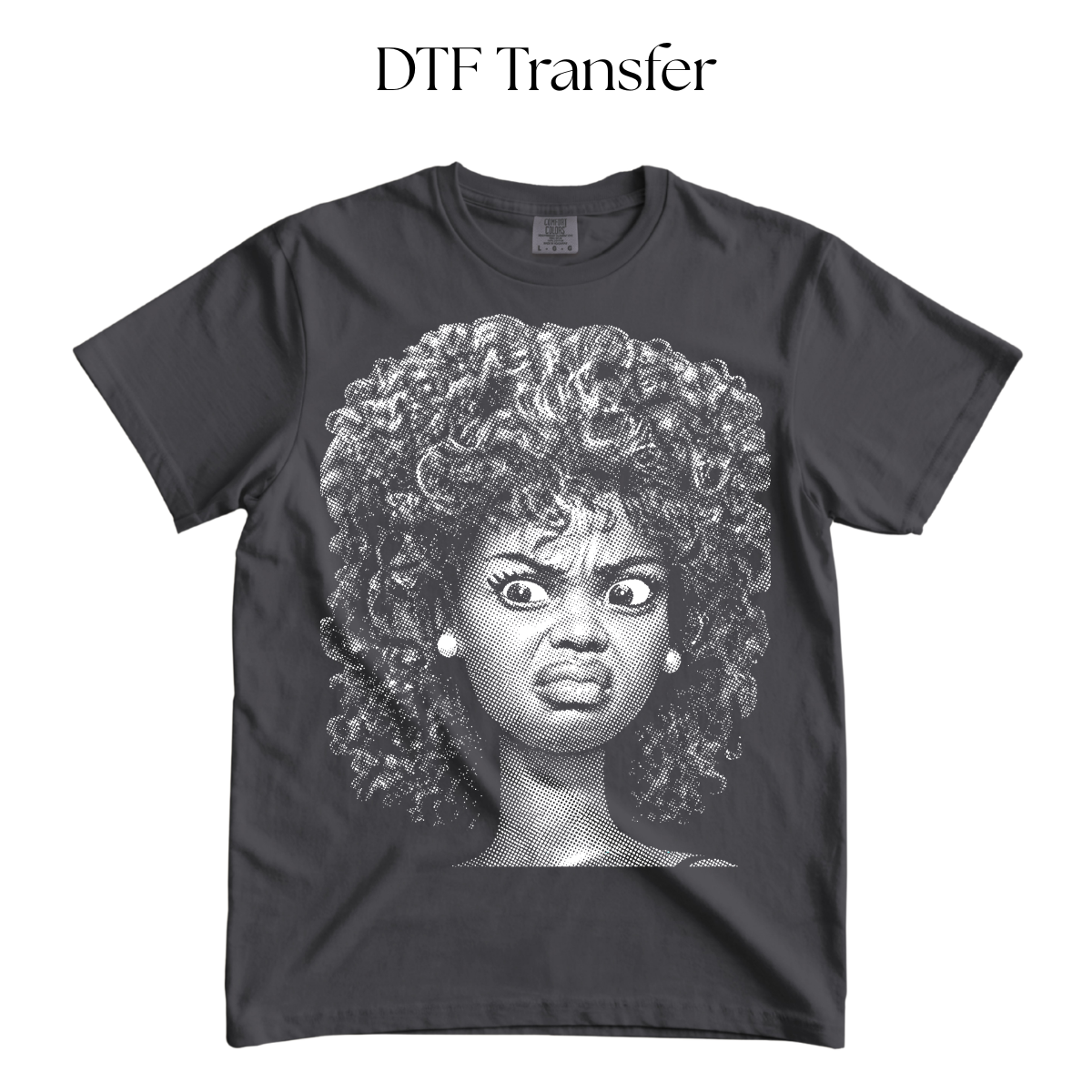 Disgust Doll Face Single Color DTF Transfer (Press on Black)