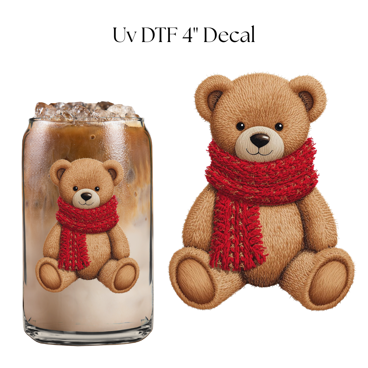 Winter Scarf Bear 4” UV DTF Decal
