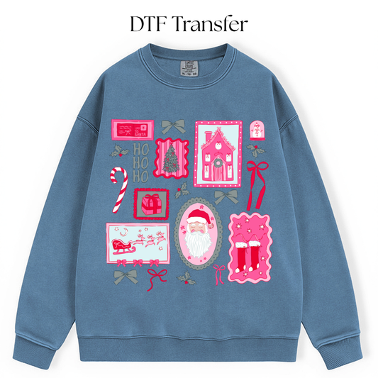 Ho Ho Ho Pink Christmas Frames DTF Transfer