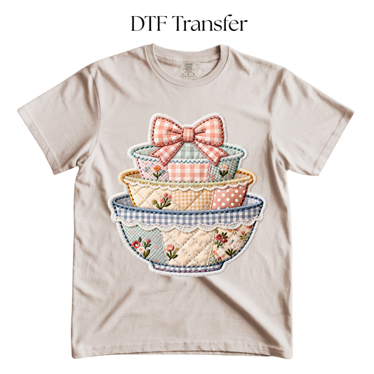 Faux Quilted Bowls DTF Transfers
