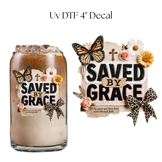 Saved By Grace Butterfly 4” UV DTF Decal