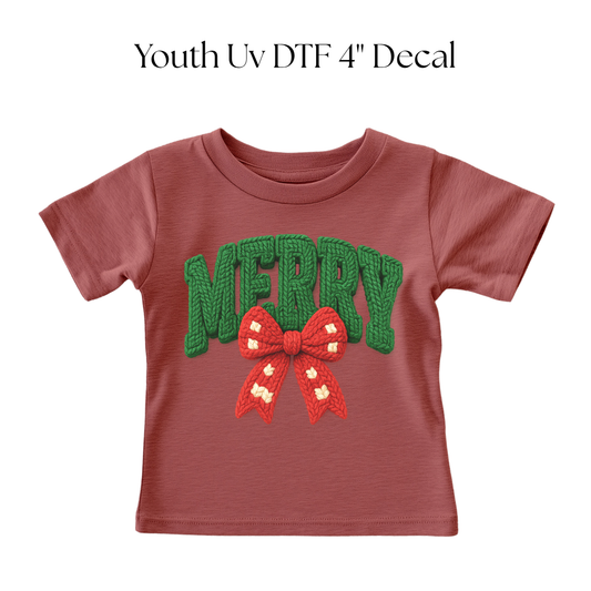 YOUTH Green Merry Faux Yarn DTF Transfer